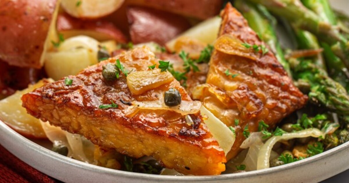 Sheet Pan Tempeh Picatta With Lemon-Caper Sauce