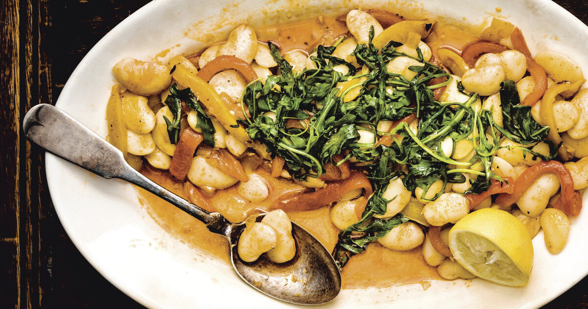 Warm Butter Bean Salad With Roasted Bell Peppers and Pili Pili Oil