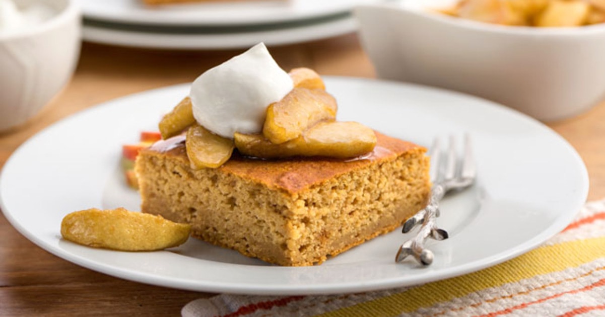 Spiced Vegan Apple Cake With Maple Topping and Whipped Cream