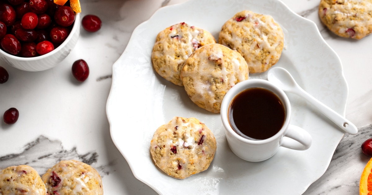 Soft-Baked Vegan Citrus Cranberry Cookies With Lemon Drizzle