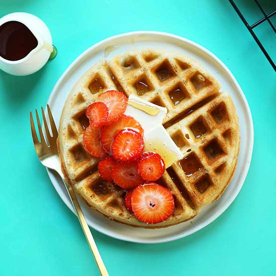 Vegan Gluten-Free Belgian Waffles with Pecans & Walnuts